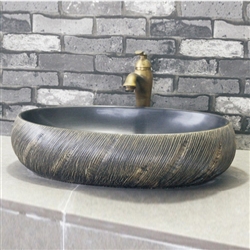 BathSelect Greenville Round Shaped Deck Mount Ceramic Bathroom Vessel Sink In Black Finish