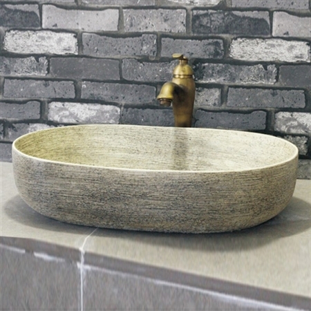 Hospitality BathSelect Greenville Deck Mount Ceramic Bathroom Vessel Sink In Stone Grey Finish