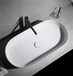 BathSelect Naples Deck Mount Ceramic Vessel Bathroom Sink In Pure White Finish