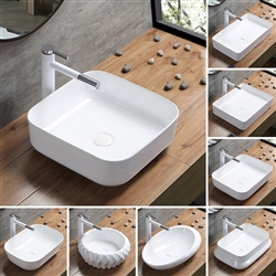 BathSelect Square Shaped Ceramic Deck Mount Sink In Pure White Finish