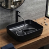 BathSelect Rectangle Shaped Ceramic Deck Mount Sink In Dark Oil Rubbed Bronze Finish