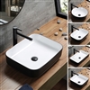 BathSelect Rectangle Shaped Ceramic Deck Mount Sink In Pure White Finish Inside And Dark Oil Rubbed Bronze Finish Outside