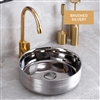 BathSelect Solid Brass Round Shaped Deck Mount Antique Sink In Brushed Chrome Finish