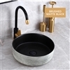 BathSelect Round Shaped Deck Mount Ceramic Sink In Brushed Chrome And Matte Black Finish