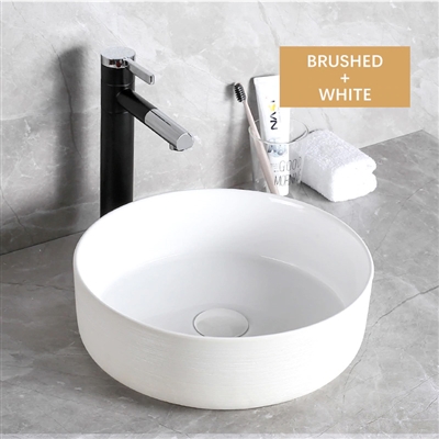BathSelect Round Shaped Deck Mount Ceramic Sink In Pure White Finish