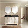BathSelect Venice White Wooden Double Vanity Set With Granite Top And Dropped In Sink