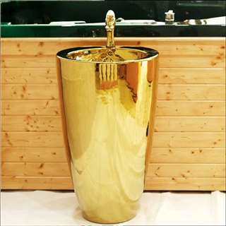 Hotel Toronto Gold Lavabo Pillar Sink With Faucet