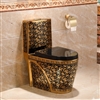 Lavatory in black and gold floral design