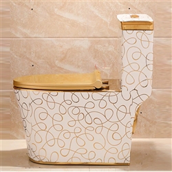 Lavatory in white and gold abstract design