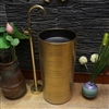 Ohio Freestanding Pedestal Cylinder Ceramic Wash Bathroom Sink with Faucet in Gold Finish