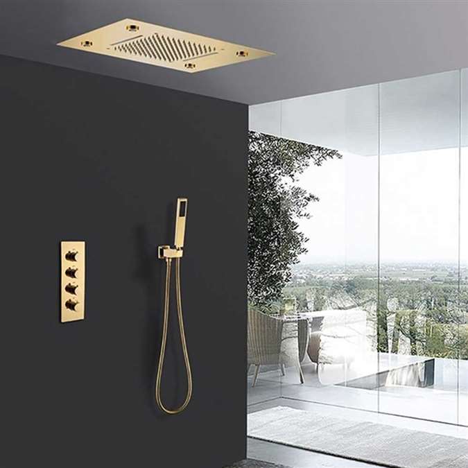 Fontana Hotel 20 Inch LED Gold Thermostatic Shower Panel Set