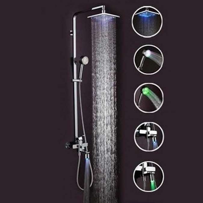 Petra Hotel LED Rainfall Shower Set in Chrome Finish