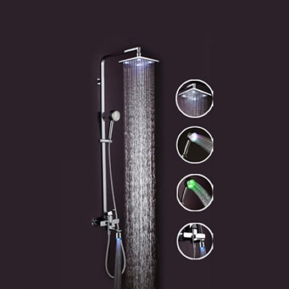 Rena Hotel LED Shower Set - Square Waterfall Shower Head