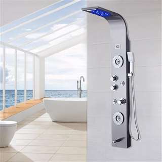 Rome 5 Function Super Luxury Shower Panel Stainless Steel Body Massage LED Rainfall Waterfall Shower Panel