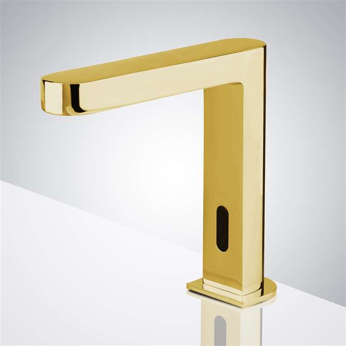 BathSelect Polished Gold Superb L-Body Automatic Motion Sensor Faucet