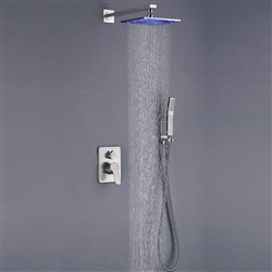 brushed nickel wall mounted thermostatic mixer shower set