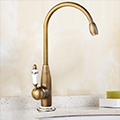 Giorgia Antique Brass & Ceramic Hot and Cold Brass Kitchen Sink Faucet Deck Mounted Single Handle Kitchen Mixer Tap