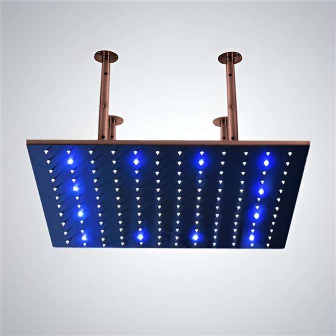 Hospitality Fontana 40" Brushed Bronze shower head Sqaure Color Changing LED Rain Shower Head