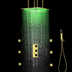 Fontana Gold Finish Square Multi-Color LED Rain Shower Set