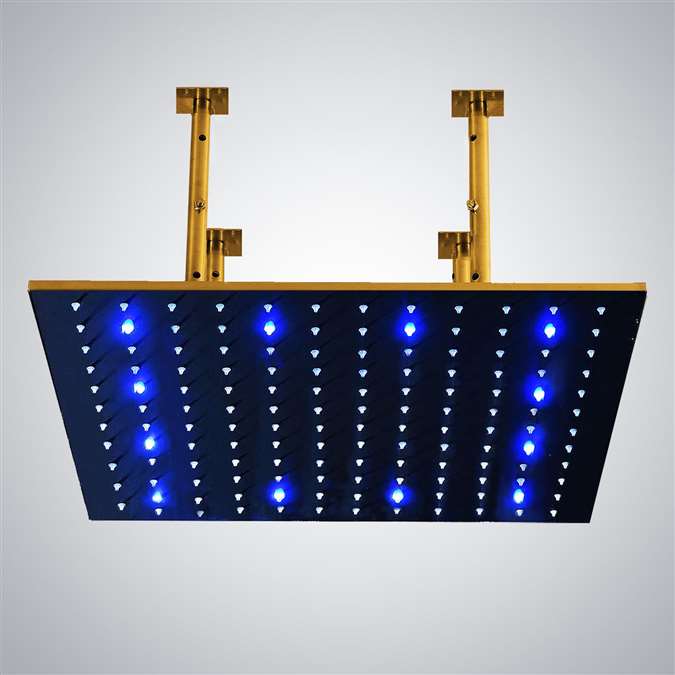 Gold Plated shower head multicolor led