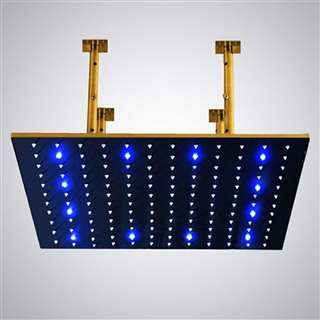 For Luxury Suite 24" Gold Tone Square Color Changing LED Rain Shower Head