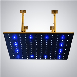 Hostelry 40" Gold Tone Square Color Changing LED Rain Shower Head