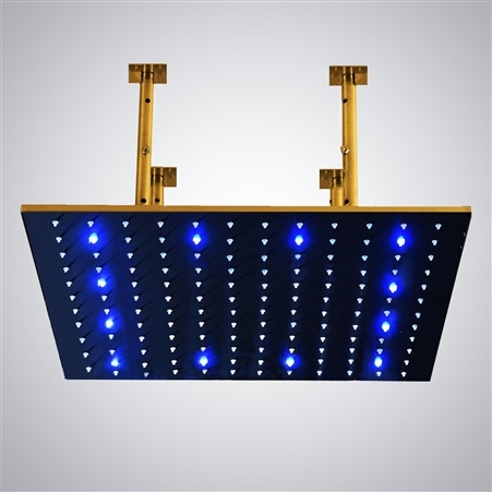 Hostelry 40" Gold Tone Square Color Changing LED Rain Shower Head