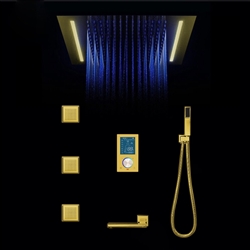 BathSelect Hotel Reno Gold Tone Color Changing LED Rain Shower Set