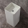 Cube Shaped Freestanding Pedestal Solid White Bathroom Sink