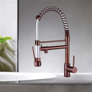 Rio Pull Out Spring Kitchen Sink Faucet Mixer In Rose Gold Finish