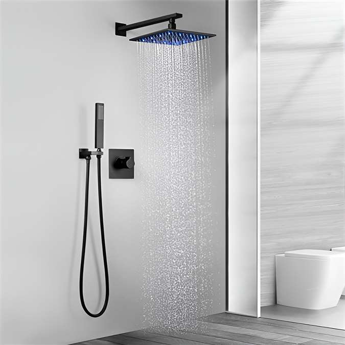 Allora 10" Wall Mount Shower Set In Matte Black Finish