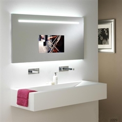 BathSelect Tempered Glass Wall Mount Rectangular Smart Mirror With 65" Full HD Touchscreen TV