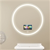 Round Tempered Glass Smart Television Mirror With Touchscreen Power Button And Frosted LED Lights
