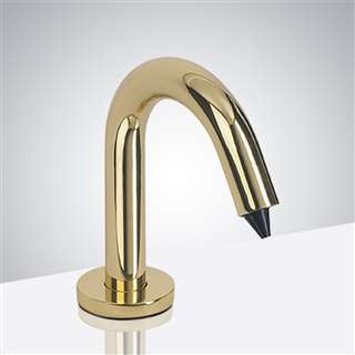 Naples Solid Brass Goose Neck Shiny Gold Finish Commercial Sensor Soap Dispenser