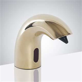 Shiny Gold Finish Commercial Deck Mount Solid Brass Motion Sensor Soap Dispenser