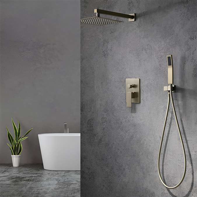 Reno Square Rain Shower Head With 2 Way Shower Mixer And Handheld Shower Set