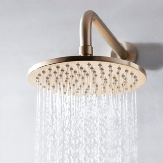 BathSelect Rio Round Stainless Steel Wall Mount Rainfall Shower Head In Brushed Gold Finish