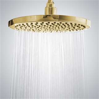 Naples Round Stainless Steel Wall Mount Rainfall Shower Head In Brushed Gold Finish