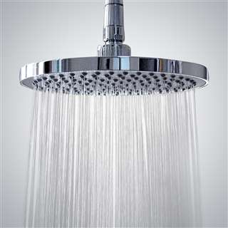 BathSelect Reno Stainless Steel Wall Mount Round Rainfall Shower Head In Chrome Finish