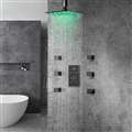 BathSelect  Multi Color LED Rain Shower Head With Thermostat LCD Digital Mixer And 360° Adjustable Body Jets