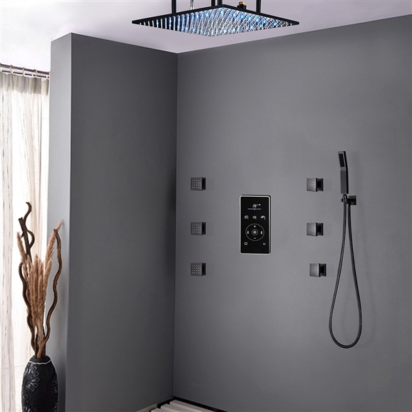 BathSelect Royal Hotel Shower System With LCD Digital Mixer And Adjustable Body Jets