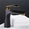 BathSelect Single Handle Polished Gold Long Reach Spout Black Painting Bathroom Faucet