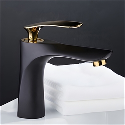 BathSelect Single Handle Polished Gold Long Reach Spout Black Painting Bathroom Faucet
