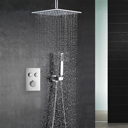 BathSelect Ceiling Mount Rainfall Shower Head With Handheld Spray And Dual Function Thermostatic Mixer In Chrome Finish