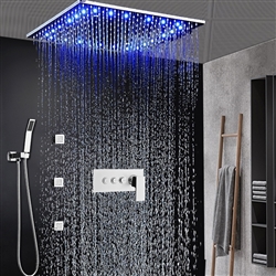 BathSelect Milan 20 Inch LED Shower Head With Handheld Spray And Three Function Mixer In Chrome Finish