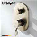 Bravat Wall Mount Brushed Nickel Dual Handle Thermostatic Shower Mixer