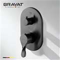 Bravat Wall Mount Dual Handle Thermostatic Shower Mixer In Dark Oil Rubbed Bronze Finish