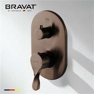 Bravat Wall Mount Dual Handle Thermostatic Shower Mixer In Light Oil Rubbed Bronze Finish