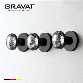 Bravat Gold Three Crystal Handle Thermostatic Bathroom Shower Mixer