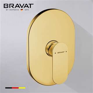 Bravat Wall Mount Shower Valve Mixer In Brushed Gold Finish